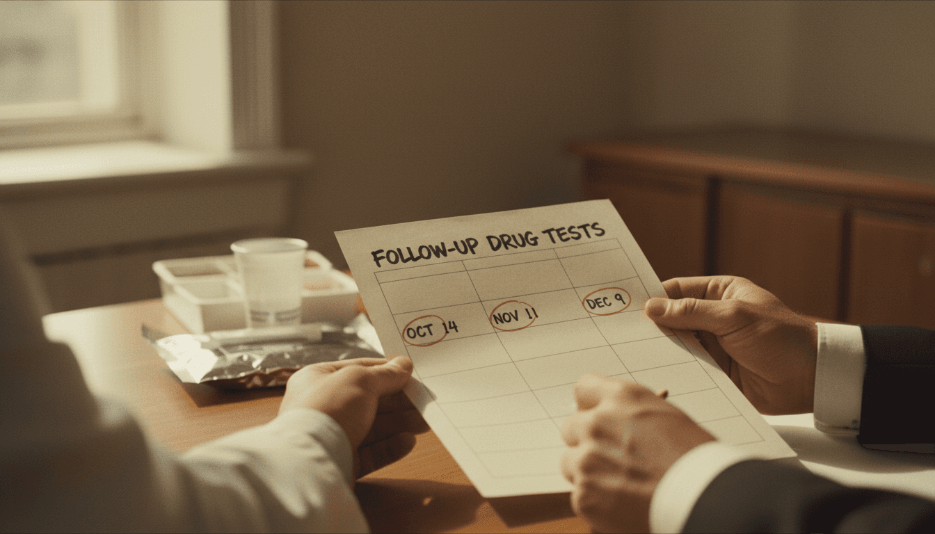 DOT follow-up testing schedule and documentation