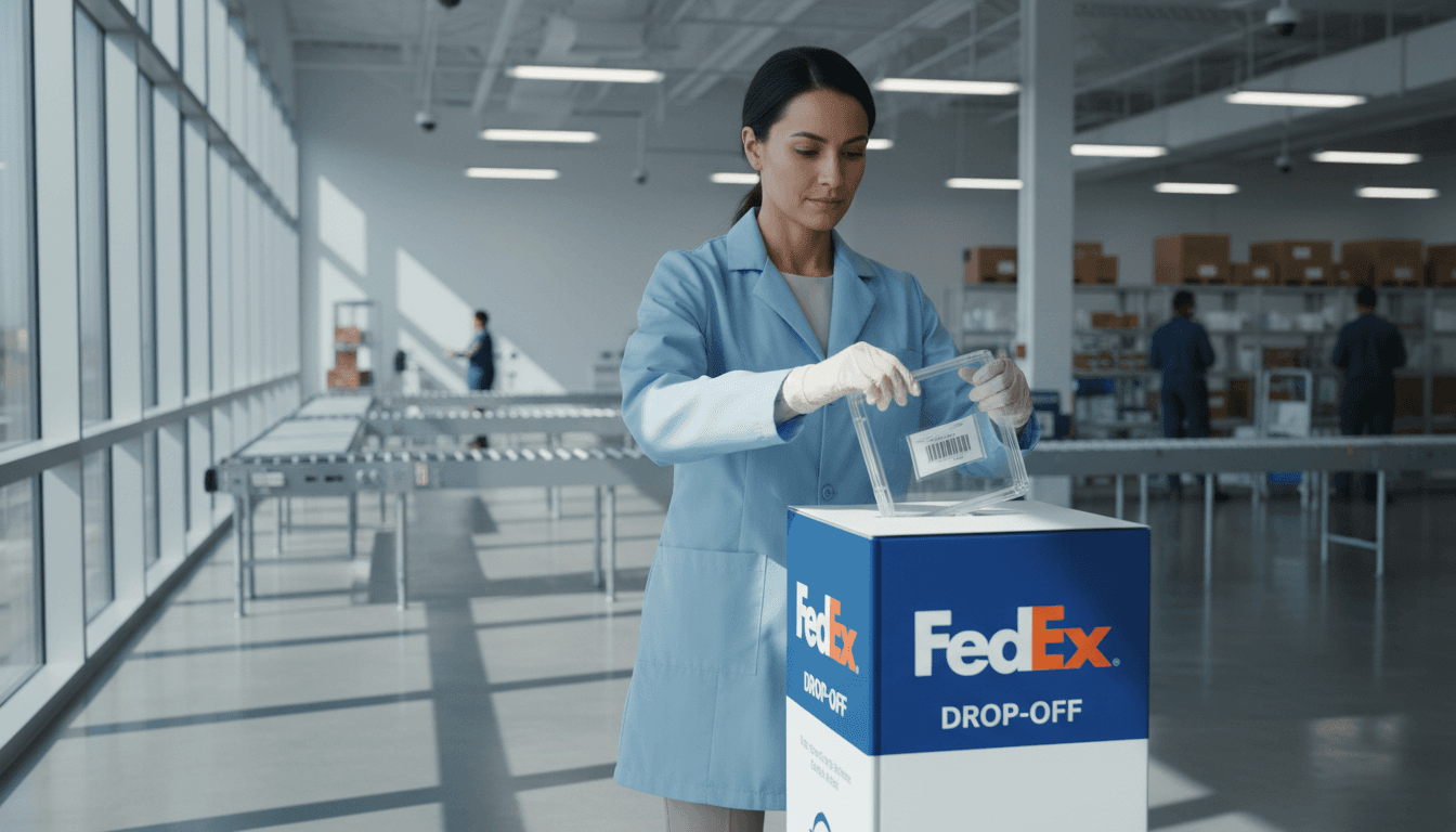 Secure specimen delivery to laboratory via FedEx drop-off
